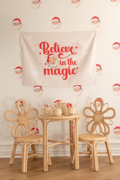 Christmas Banner, Believe in the Magic, Kids Fabric Tapestry, Wall art Room Decor