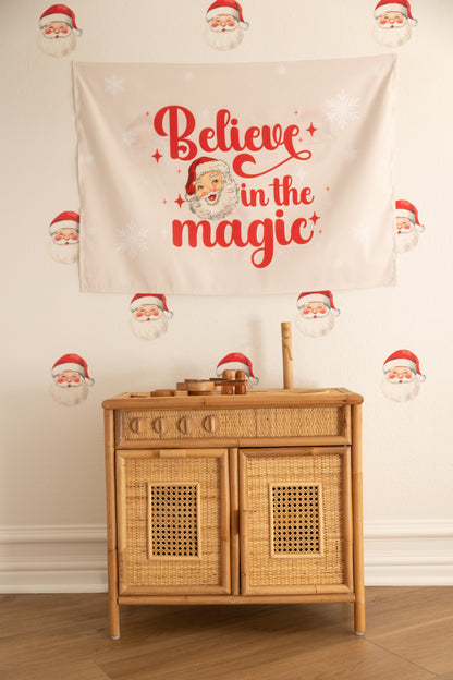 Christmas Banner, Believe in the Magic, Kids Fabric Tapestry, Wall art Room Decor