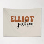 Fabric Tapestry Banner, Retro Script Name Personalized, Kids Wall Decor, Children's Wall Art