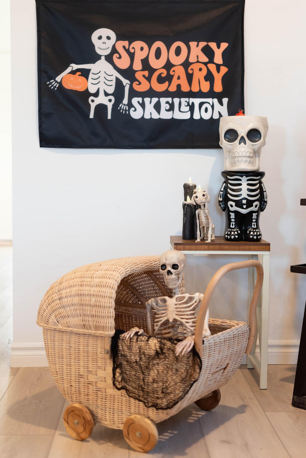 Halloween Banner, Spooky Scary Skeleton, Halloween Decor, Halloween Wall Art