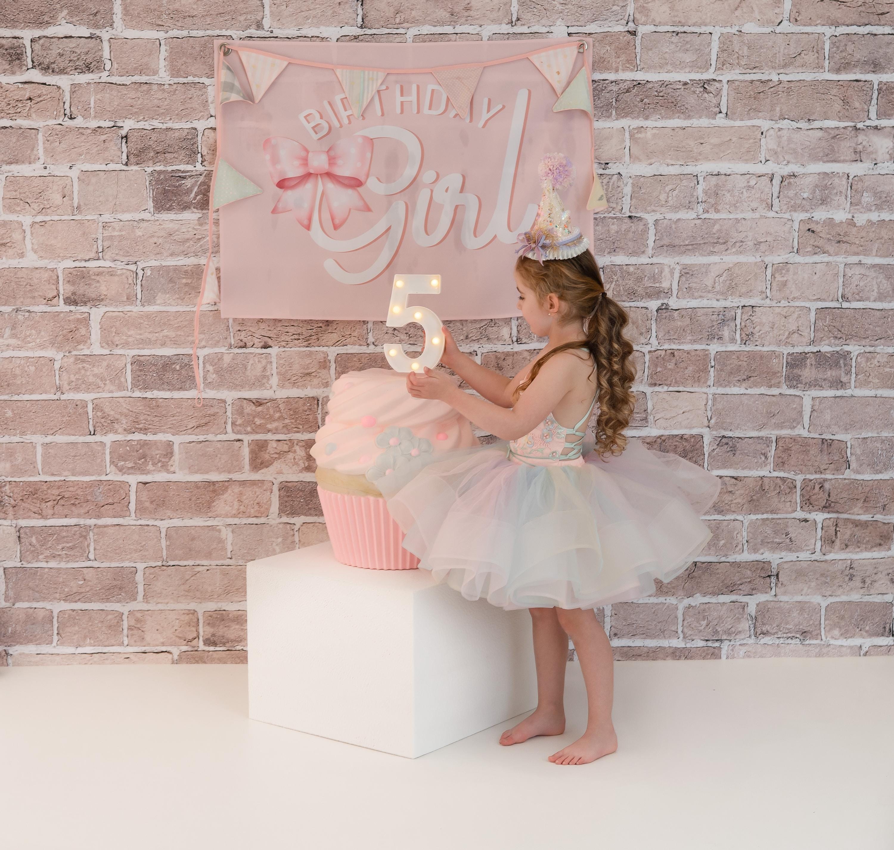 Fabric Tapestry Banner, Birthday Girl Bow, Kids Wall Art Room Decor, Children's Wall Art