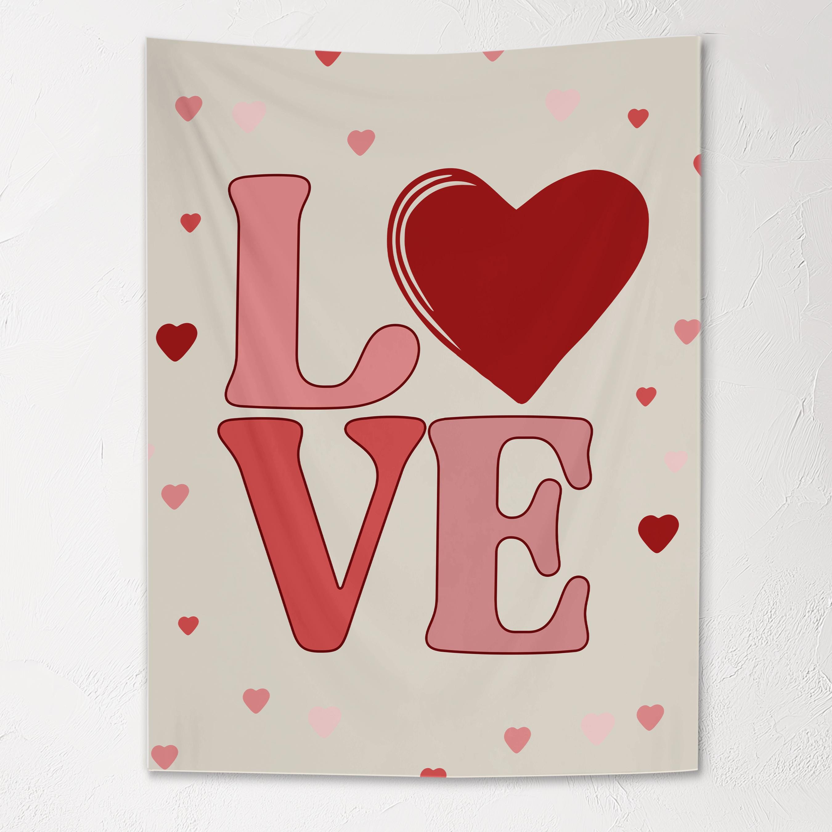 Fabric Tapestry Banner, Love Heart, Kids Wall Art Room Decor, Childrens Wall Art