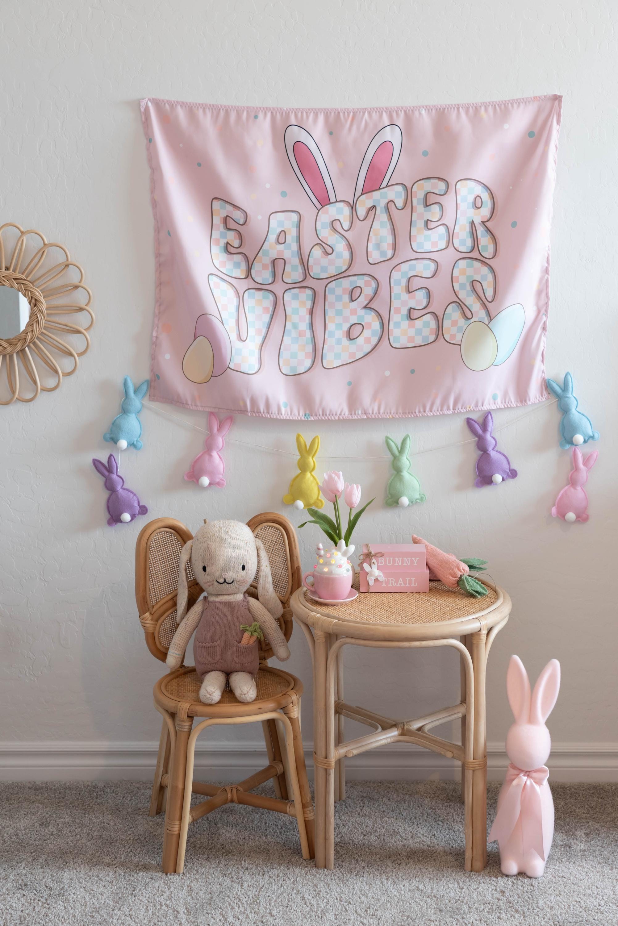 Fabric Tapestry Banner, Easter Vibes, Kids Wall Art Room Decor, Children's Wall Art