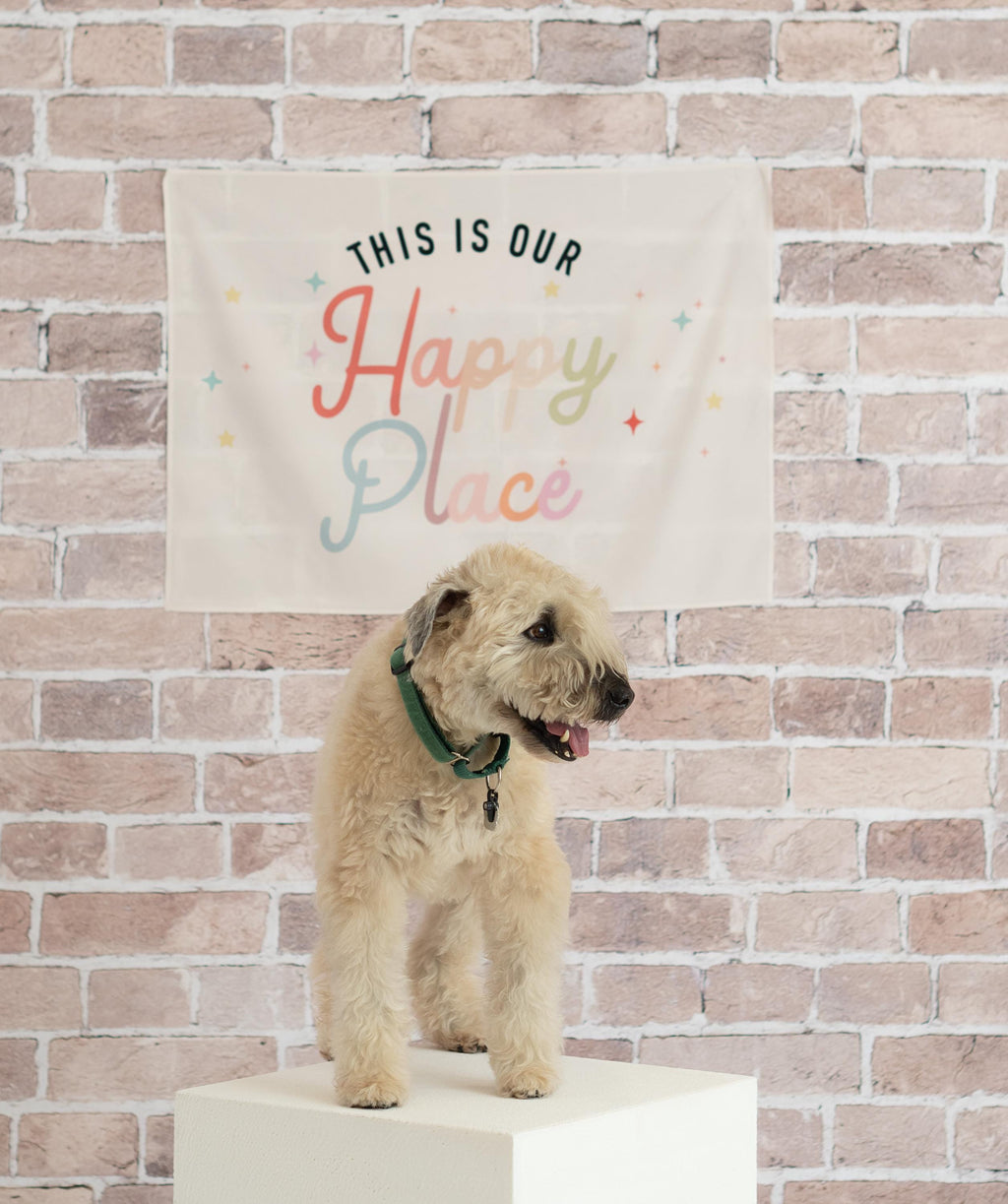 Fabric Tapestry Banner, This is Our Happy Place, Kids Wall Art Room Decor