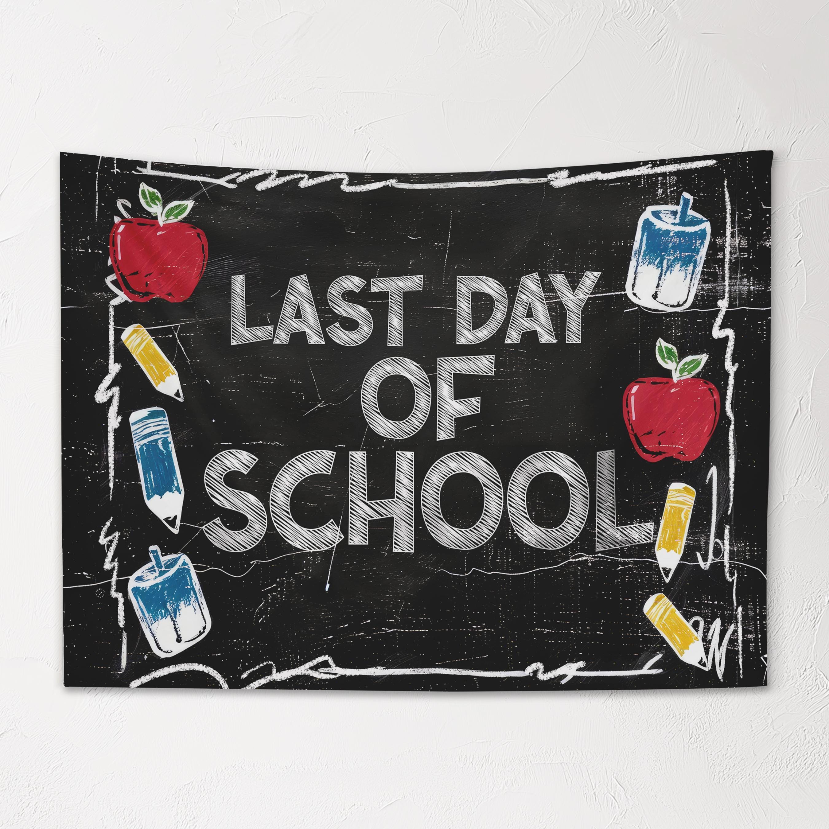 Last Day of School Fabric Banner: Chalkboard Wall Art Decor