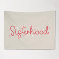 Fabric Tapestry Banner, Sisterhood ,  Girls Pink Wall Art Decor, Children's Wall Art