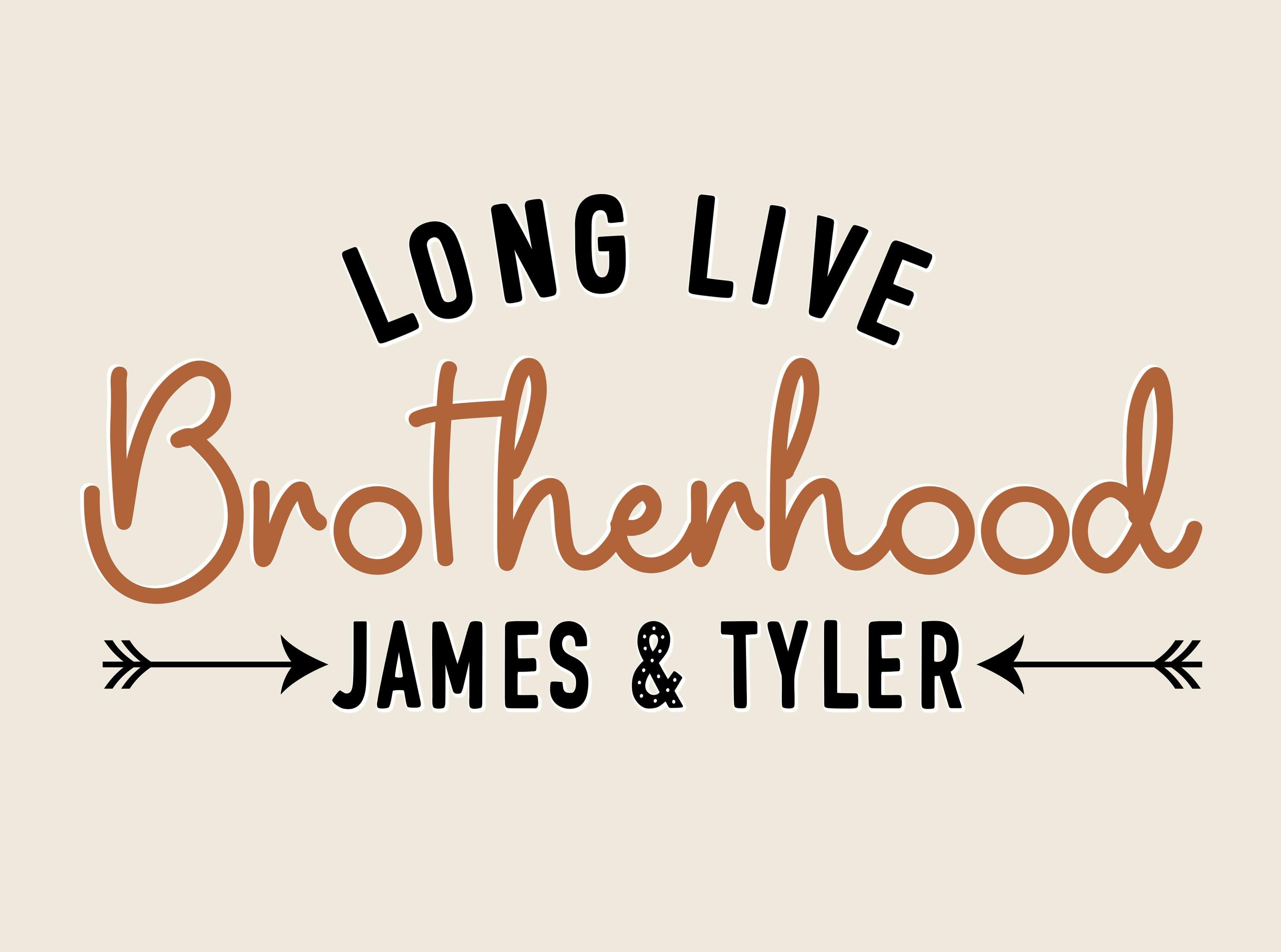 Fabric Tapestry Banner, Long Live Brotherhood Names Personalized, Kids Wall Decor, Children's Wall Art