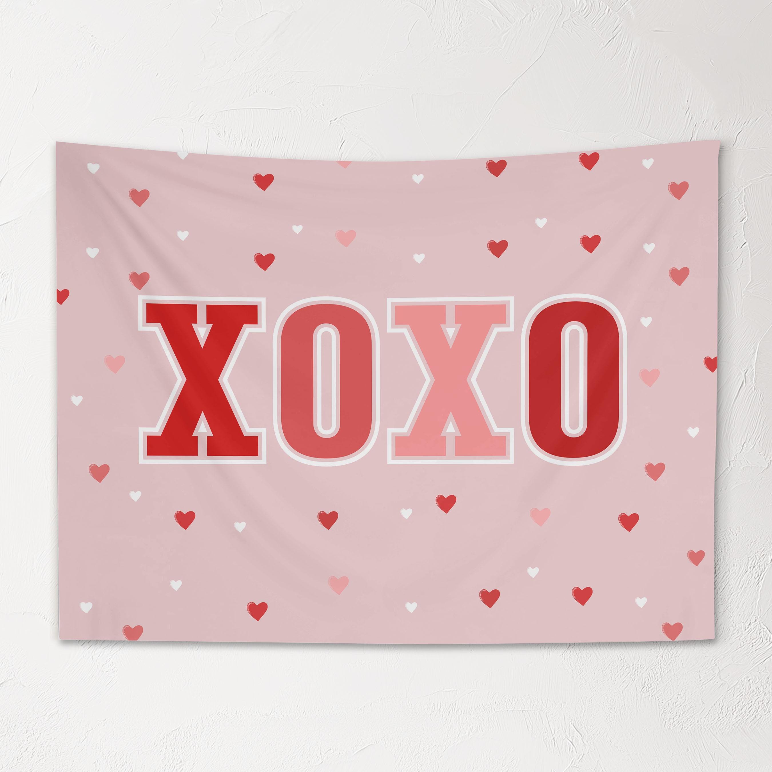 Fabric Tapestry Banner, XOXO, Kids Wall Art Room Decor, Childrens Wall Art