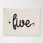 Fabric Tapestry Banner, FIVE Birthday, Kids Wall Art Room Decor, Childrens Wall Art