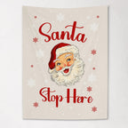 Christmas Banner Santa Stop Here, Kids Fabric Tapestry, Wall art Room Decor