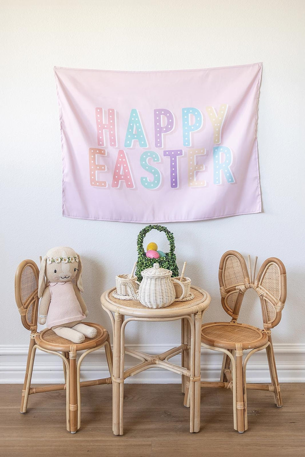 Fabric Tapestry Banner, Happy Easter, Kids Wall Art Room Decor, Children's Wall Art