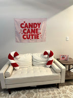 Christmas Banner, Candy Cane Cutie, Kids Fabric Tapestry, Wall art Room Decor