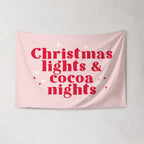 Christmas Banner, Christmas Lights & Cocoa Nights, Kids Fabric Tapestry