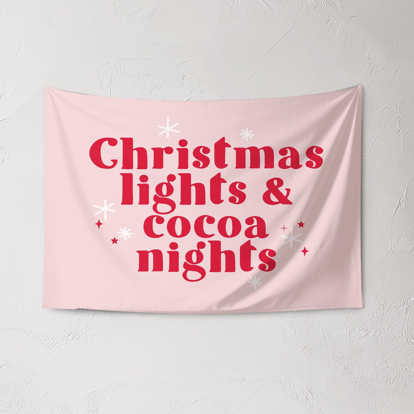 Christmas Banner, Christmas Lights & Cocoa Nights, Kids Fabric Tapestry