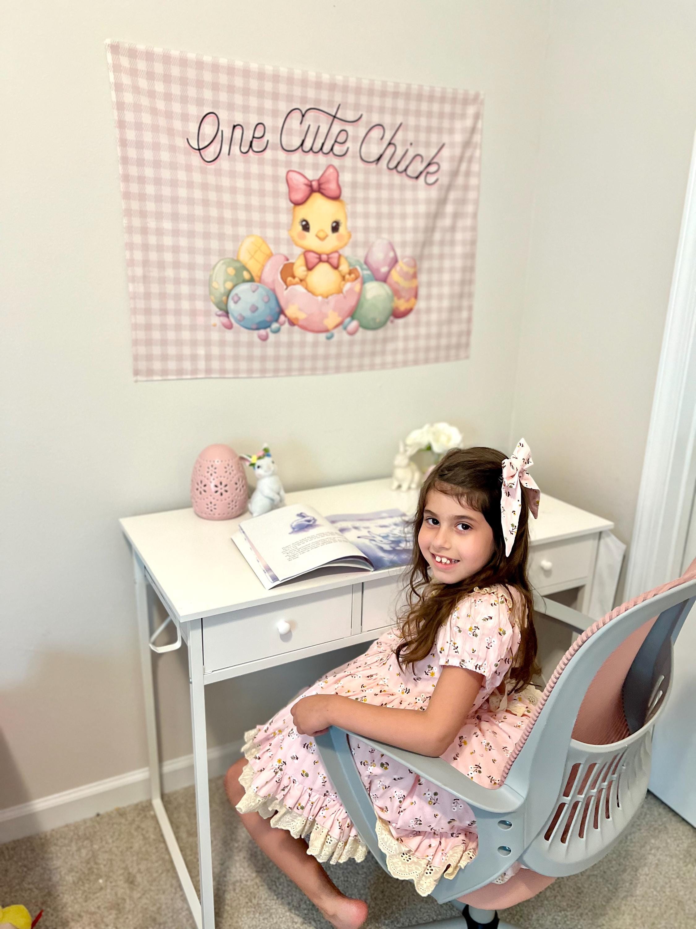 Fabric Tapestry Banner, One Cute Chick, Kids Wall Art Room Decor, Children's Wall Art