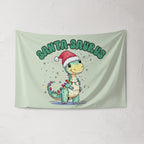 Christmas Banner, Santa-Saurus , Festive Kids Fabric Tapestry,  Room Decor