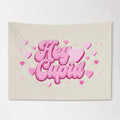 Fabric Tapestry Banner, Hey Cupid, Kids Wall Art Room Decor, Childrens Wall Art