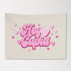 Fabric Tapestry Banner, Hey Cupid, Kids Wall Art Room Decor, Childrens Wall Art