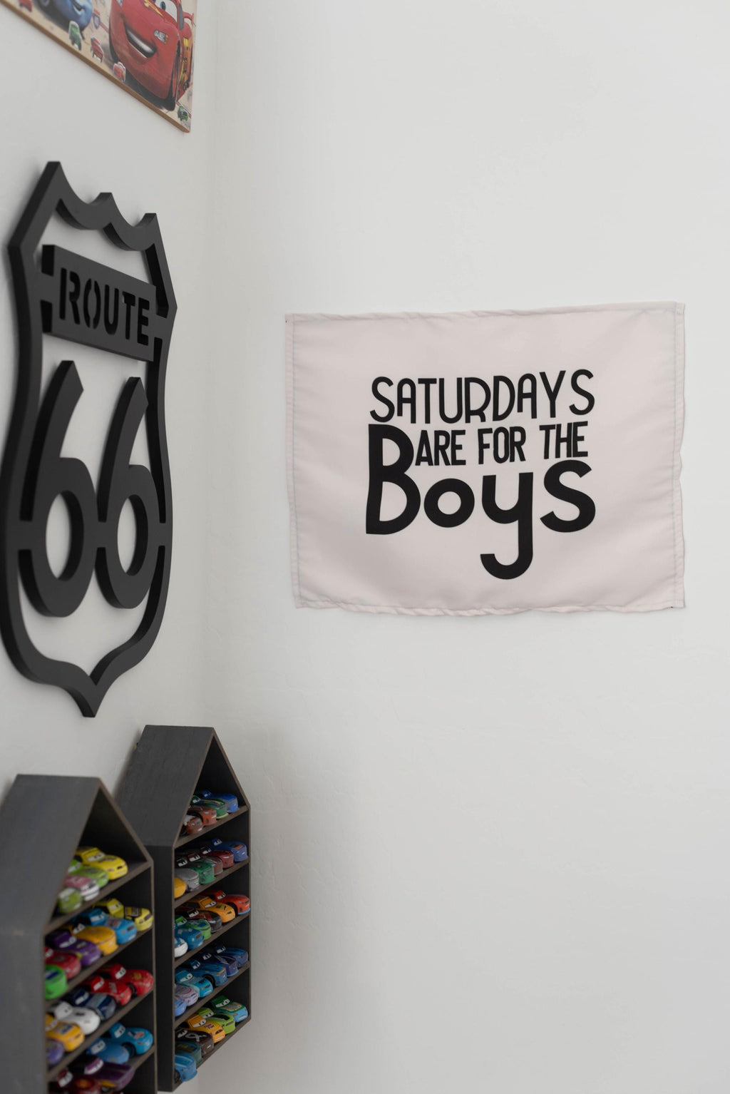 Fabric Tapestry Banner, Saturdays are for the Boys, Kids  Wall Art Decor