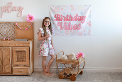 Fabric Tapestry Banner, Birthday Vibes, Kids Wall Art Room Decor, Children's Wall Art