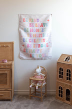 Fabric Tapestry Banner, Be Kind Be Brave, Kids Wall Art Room Decor