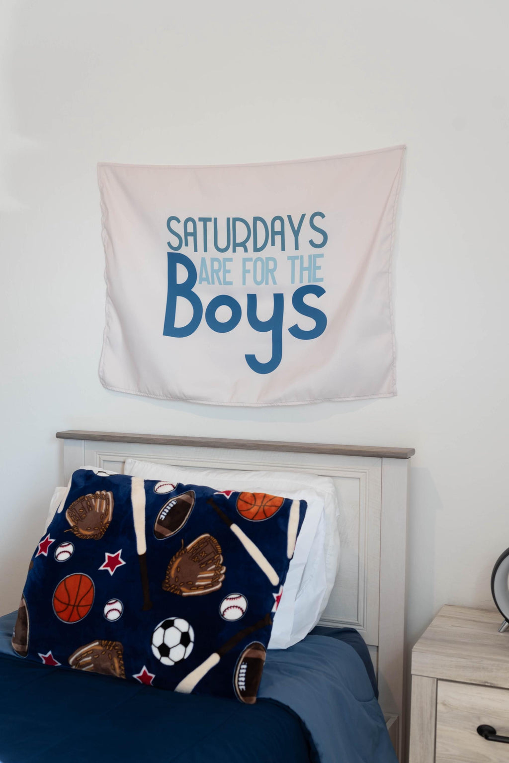 Fabric Tapestry Banner, Saturdays are for the Boys, Kids  Wall Art Decor, Children's Wall Art