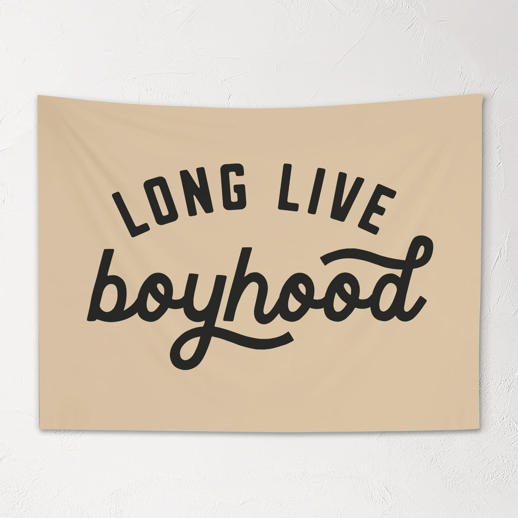 Fabric Tapestry Banner, Long Live Boyhood BEIGE, Kids  Wall Art Decor, Children's Wall Art