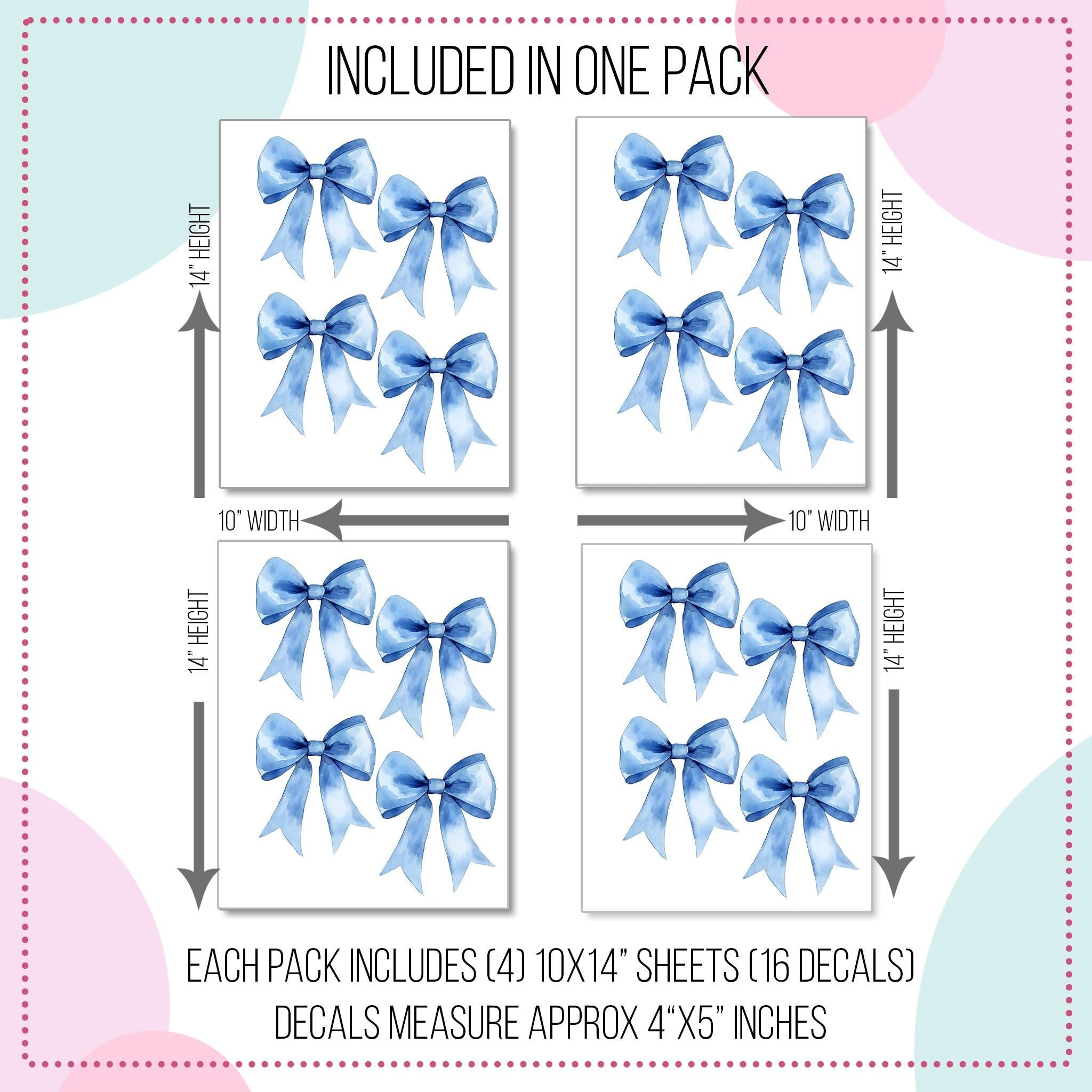 Dainty Blue Bows Fabric Wall Decals
