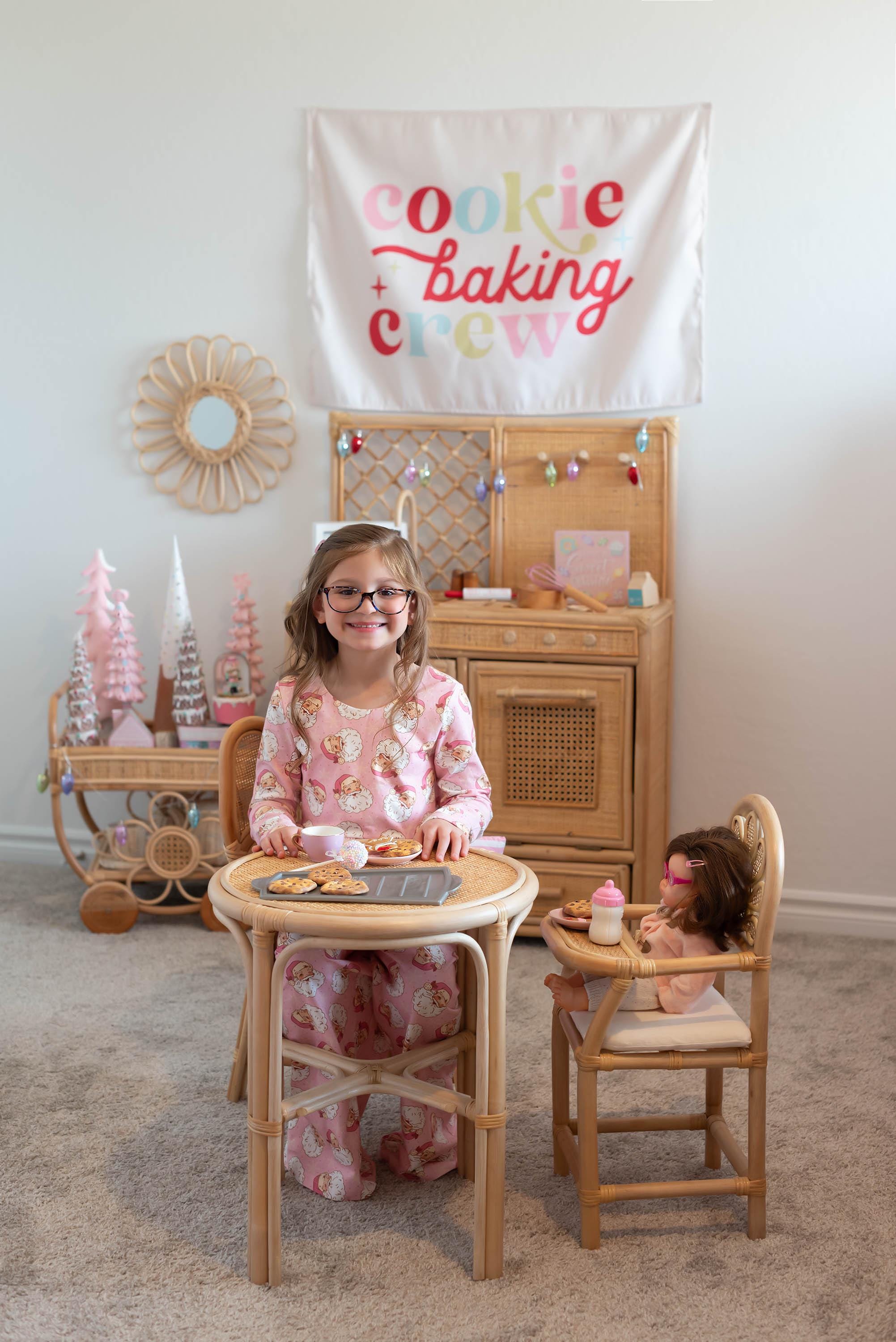 Christmas Banner, Cookie Baking Crew, Festive Kids Fabric Tapestry