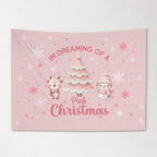 Christmas Banner Im Dreaming of  Pink Christmas, Kids Fabric Tapestry