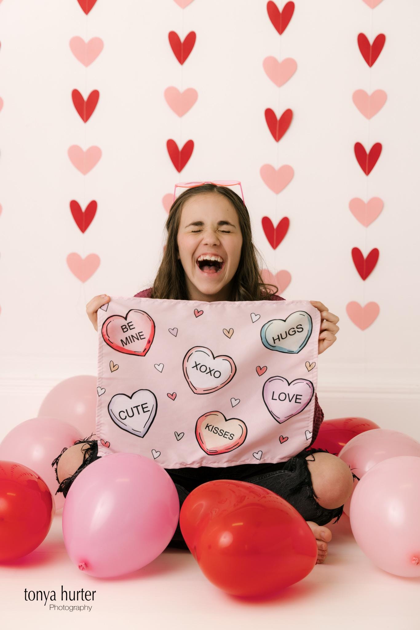 Fabric Tapestry Banner, Conversation Hearts , Kids Wall Art Room Decor, Children's Wall Art