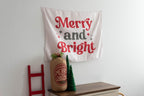 Christmas Banner, Merry and Bright, Festive Kids Fabric Tapestry