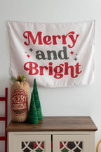 Christmas Banner, Merry and Bright, Festive Kids Fabric Tapestry