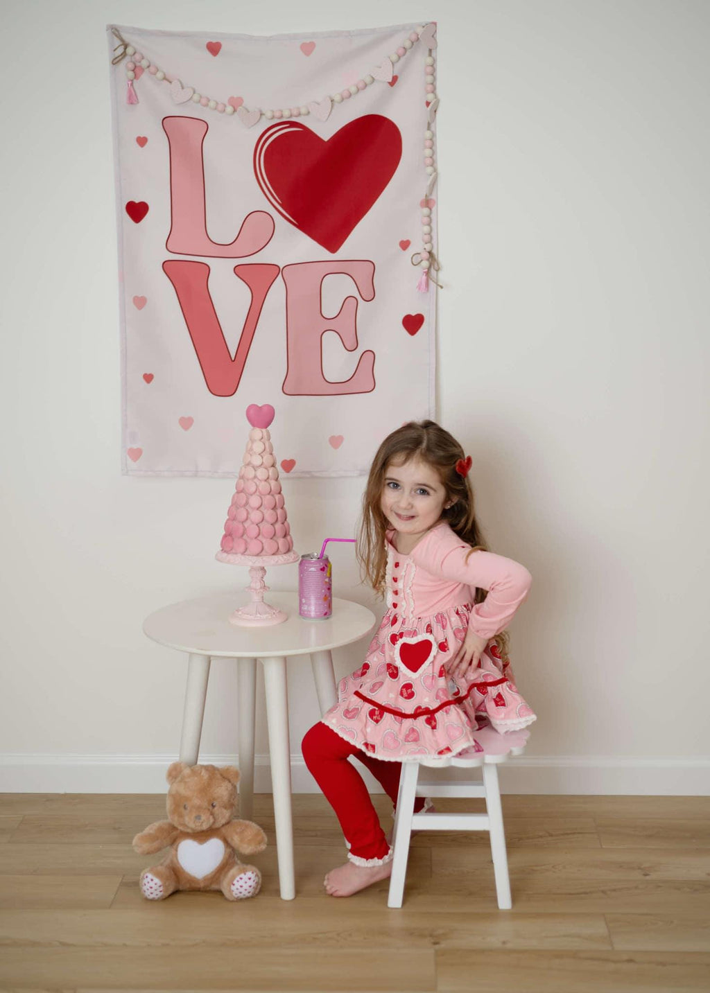 Fabric Tapestry Banner, Love Heart, Kids Wall Art Room Decor, Childrens Wall Art