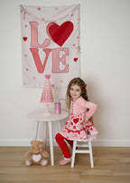 Fabric Tapestry Banner, Love Heart, Kids Wall Art Room Decor, Childrens Wall Art