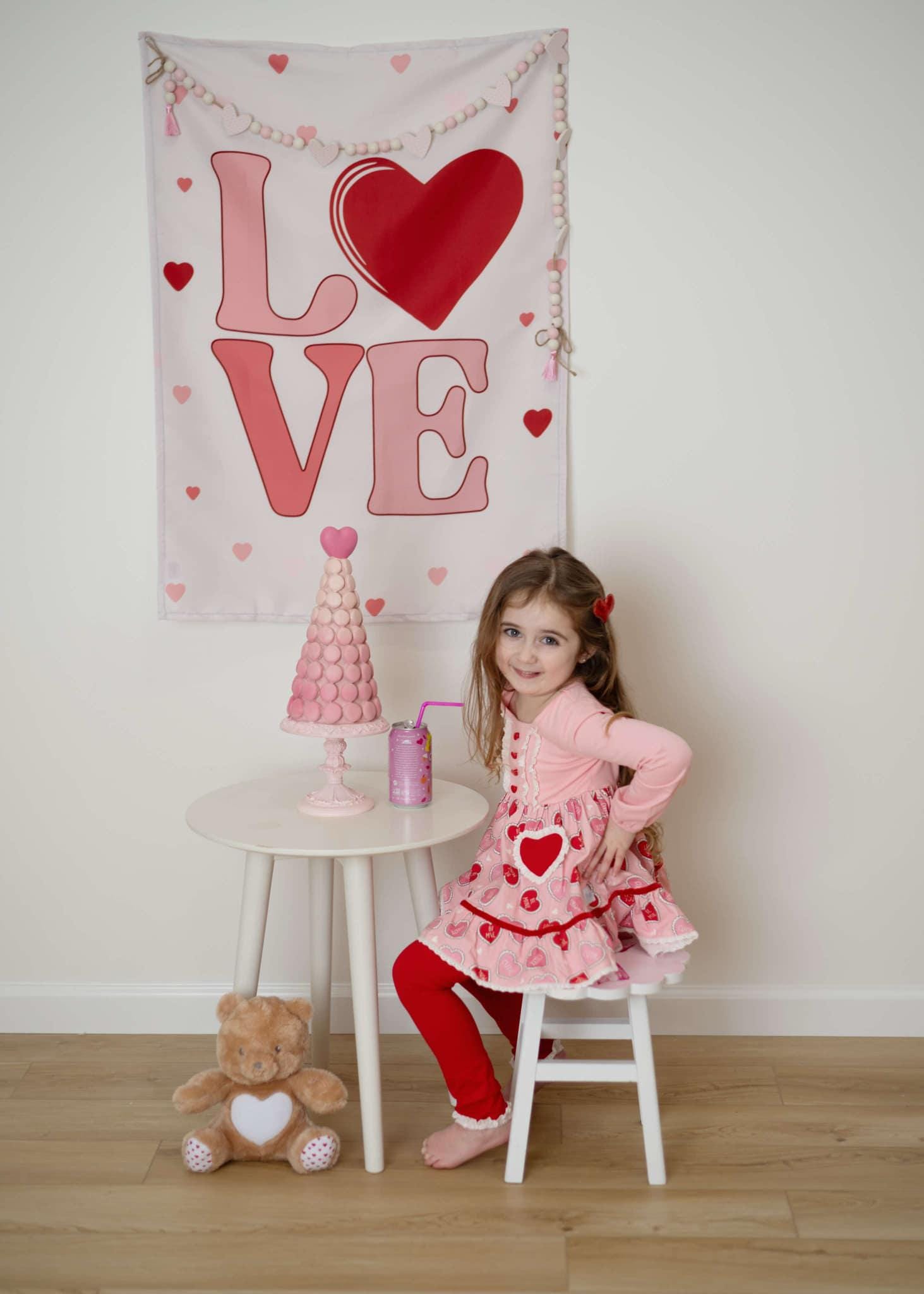 Fabric Tapestry Banner, Love Heart, Kids Wall Art Room Decor, Childrens Wall Art
