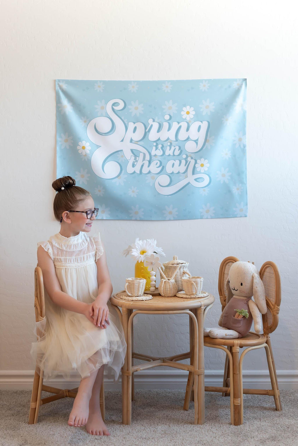 Fabric Tapestry Banner, Spring Is In The Air, Kids Wall Art Room Decor, Children's Wall Art