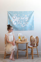 Fabric Tapestry Banner, Spring Is In The Air, Kids Wall Art Room Decor, Children's Wall Art