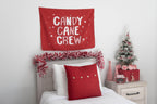 Christmas Banner, Candy Cane Crew, Kids Fabric Tapestry, Wall art Room Decor