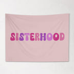 Fabric Tapestry Banner, Sisterhood ,  Girls Pink Wall Art Decor, Children's Wall Art