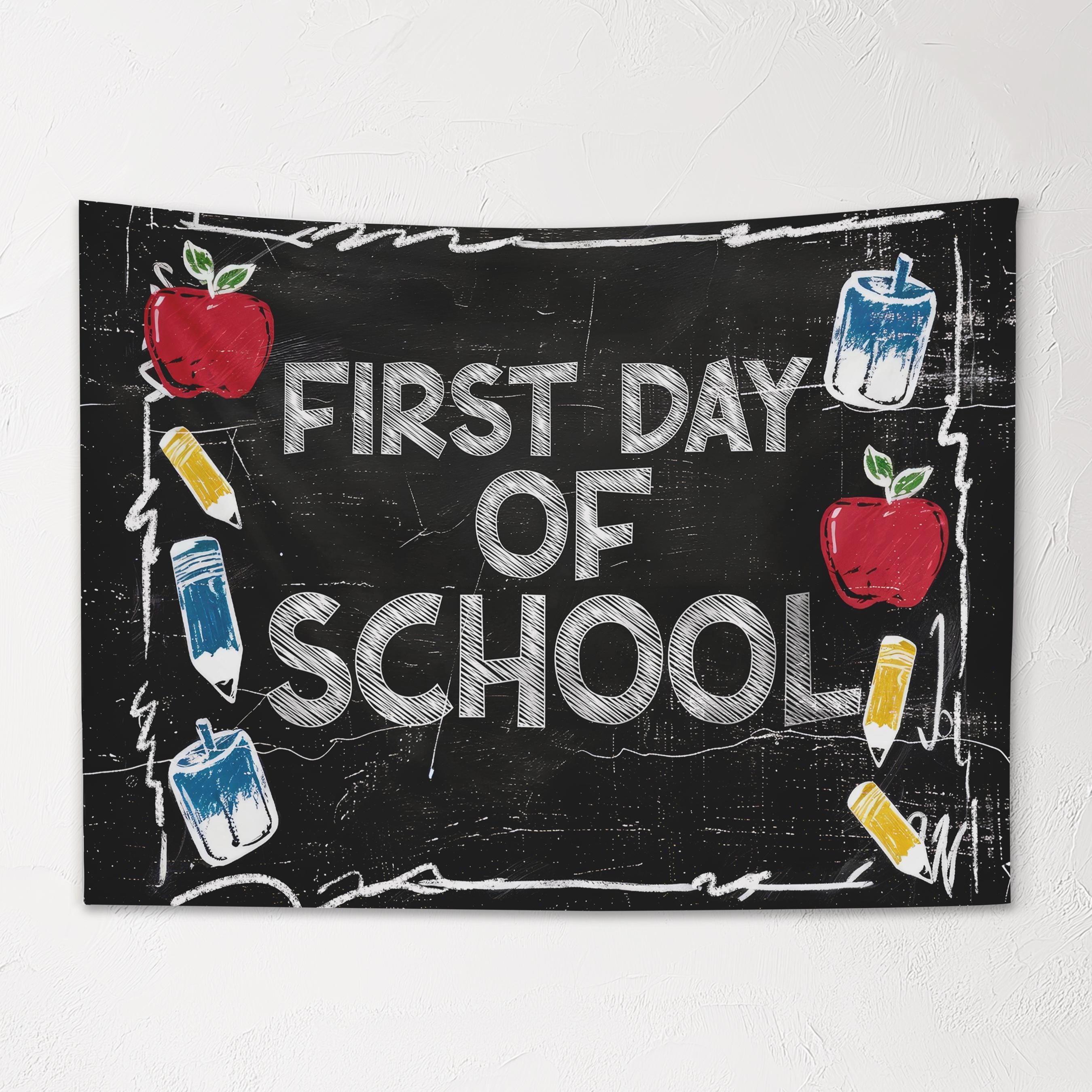 Fabric Tapestry Banner, First Day of School Chalkboard, Kids  Wall Art Decor
