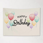 Fabric Tapestry Banner, Happy Birthday Balloons, Kid Wall Art Room Decor