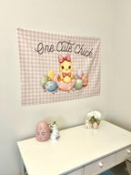 Fabric Tapestry Banner, One Cute Chick, Kids Wall Art Room Decor, Children's Wall Art