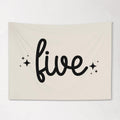 Fabric Tapestry Banner, FIVE Birthday, Kids Wall Art Room Decor, Childrens Wall Art