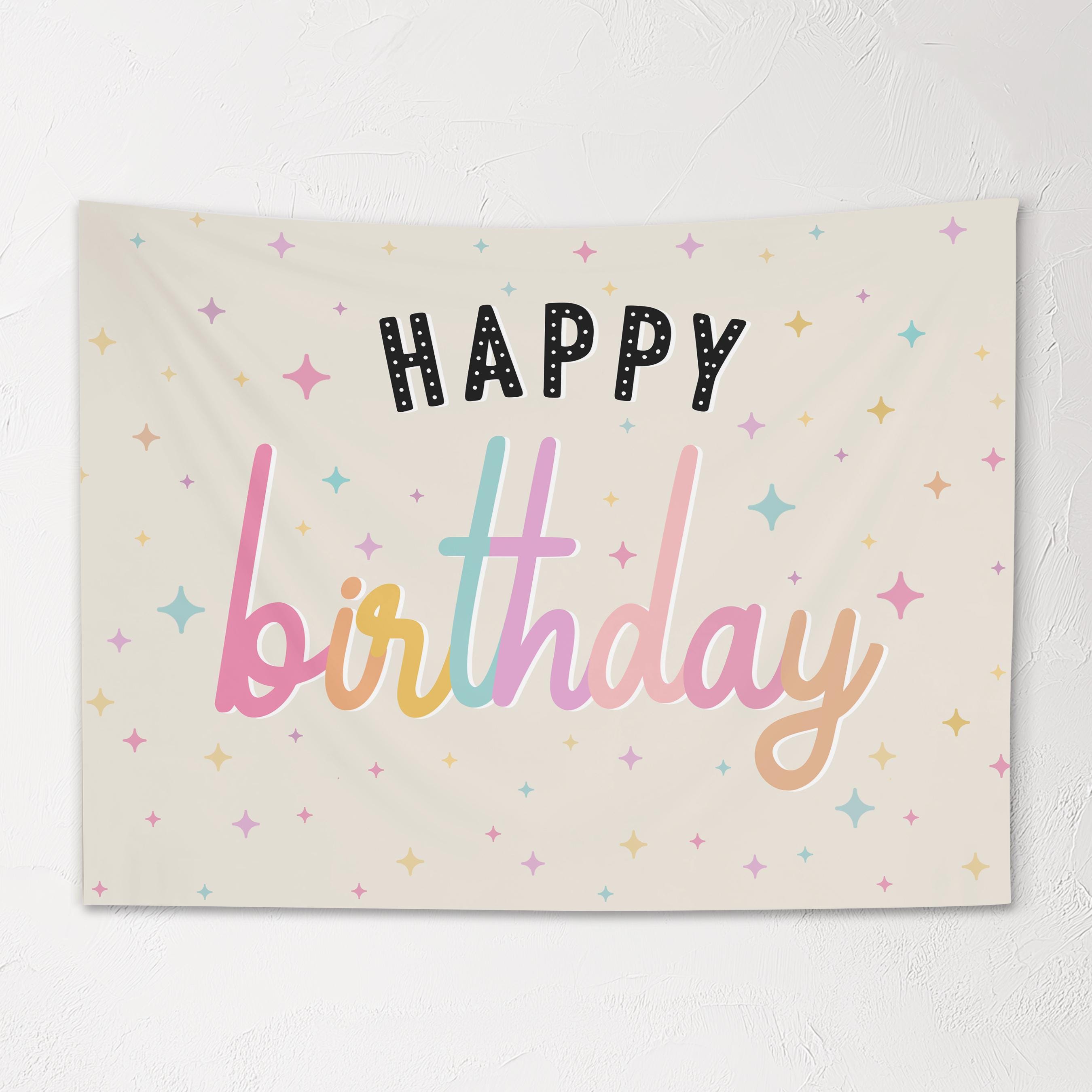 Fabric Tapestry Banner, Happy Birthday, Kids Wall Art Room Decor, Children's Wall Art