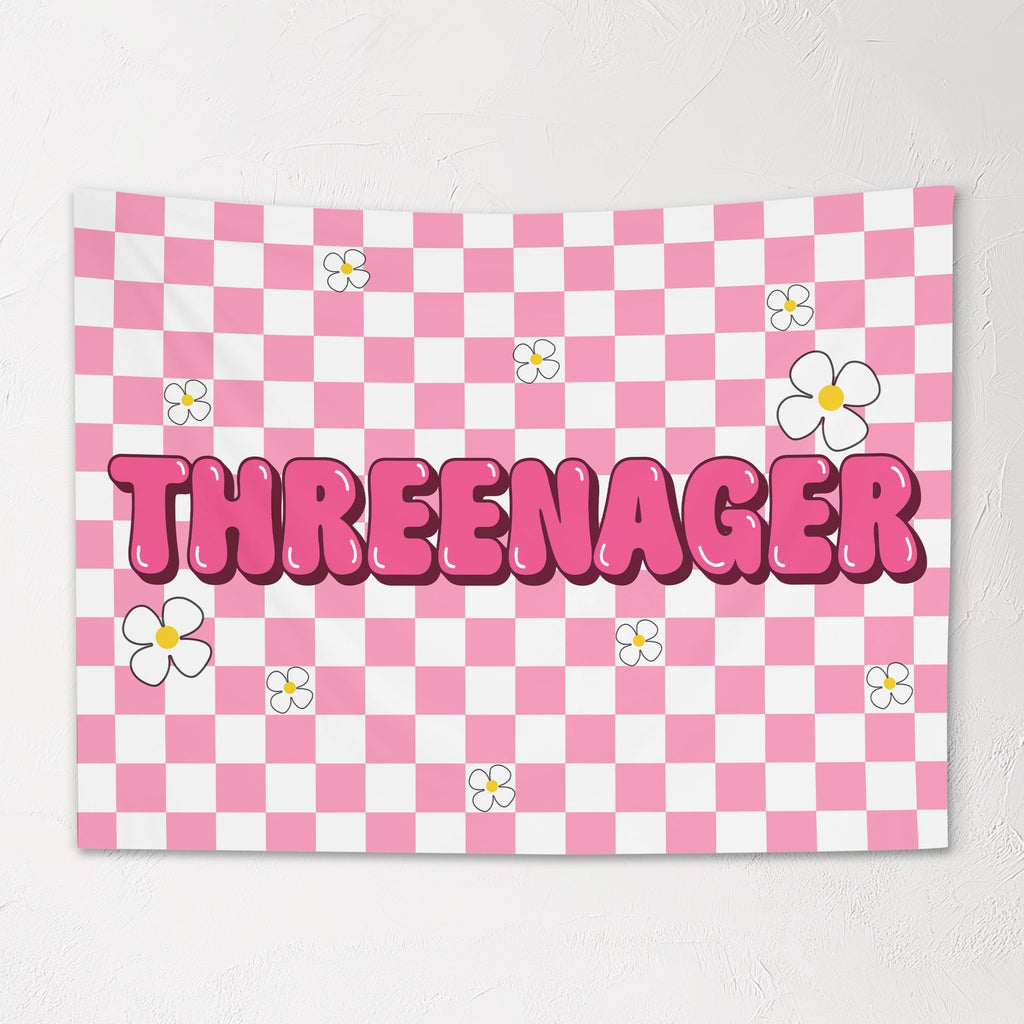 Fabric Tapestry Banner, Threenager Retro, Kids Wall Art Room Decor, Children's Wall Art