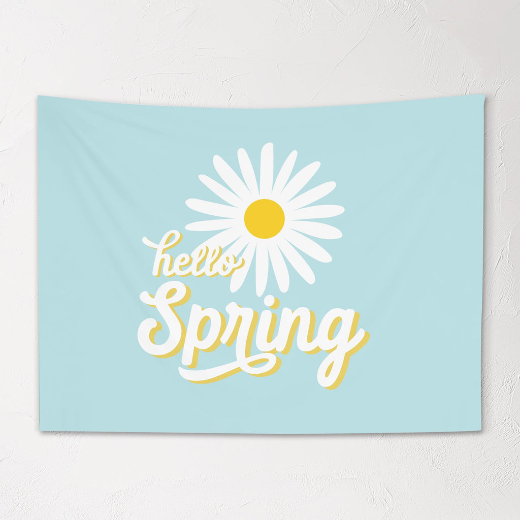 Fabric Tapestry Banner, Hello Spring, Kids Wall Art Room Decor, Children's Wall Art