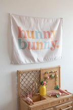 Hunny Bunny Fabric Tapestry Banner: Kids Room Wall Decor