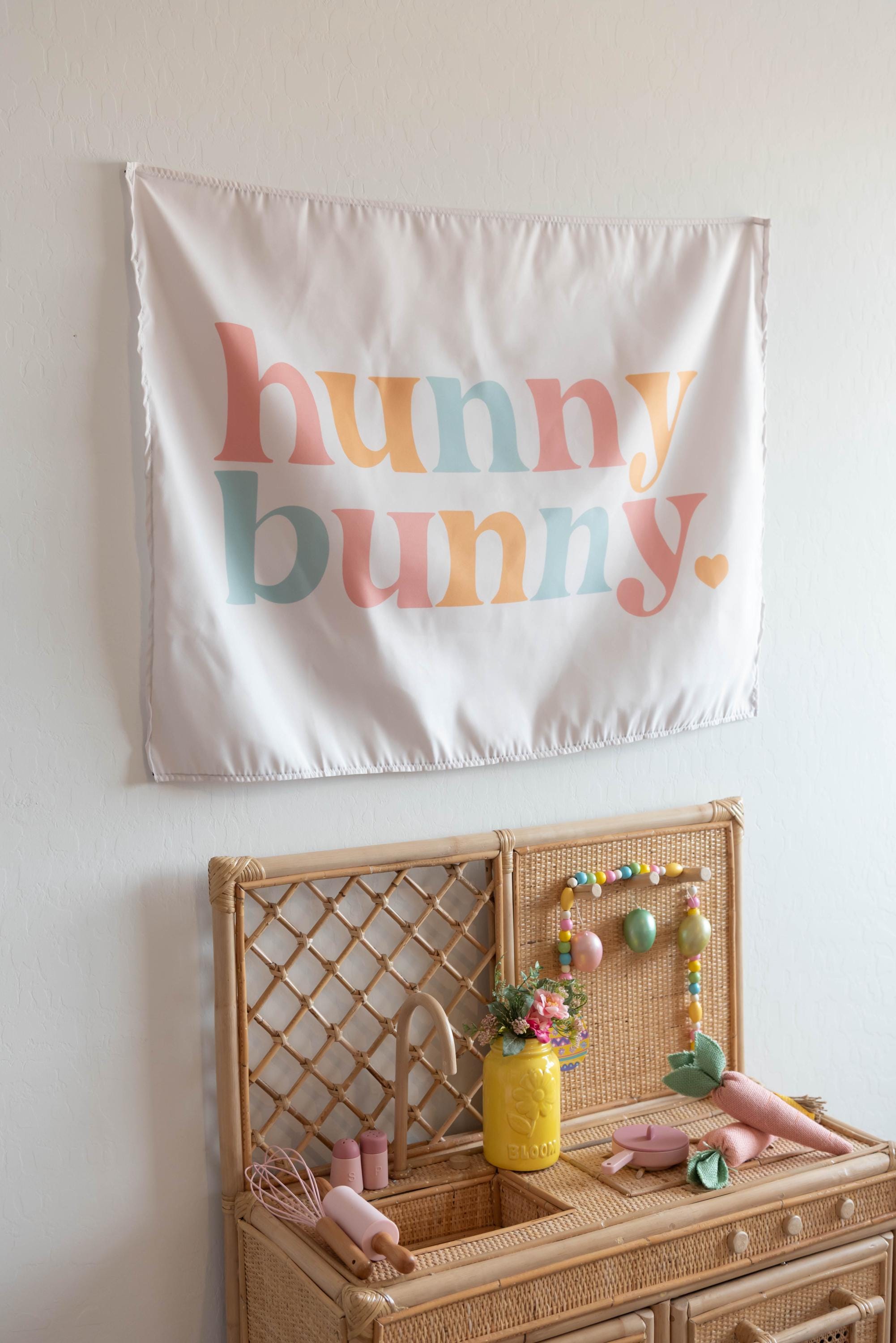 Hunny Bunny Fabric Tapestry Banner: Kids Room Wall Decor