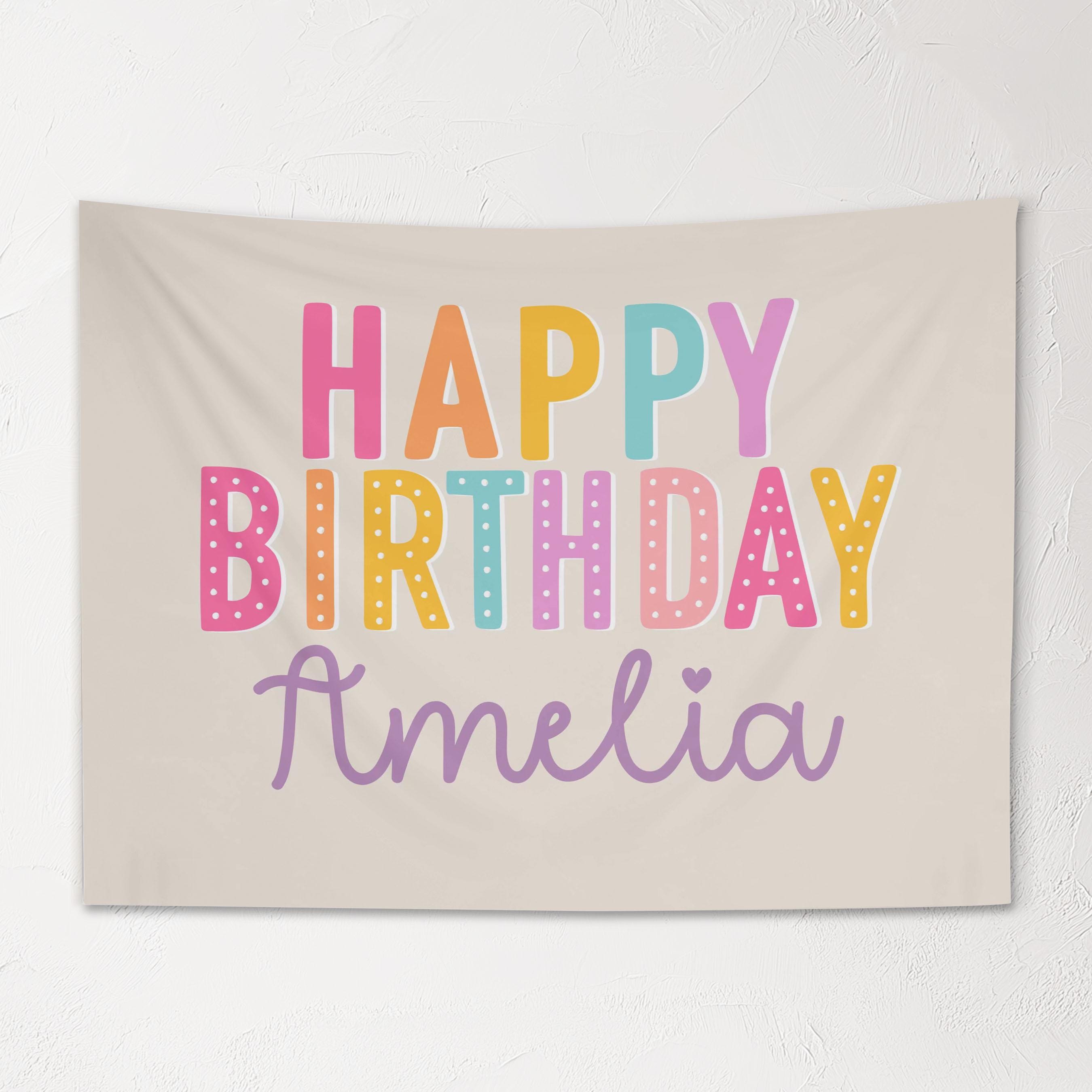Kids Personalized Birthday Banner, Custom Rainbow Wall Hanging with Name